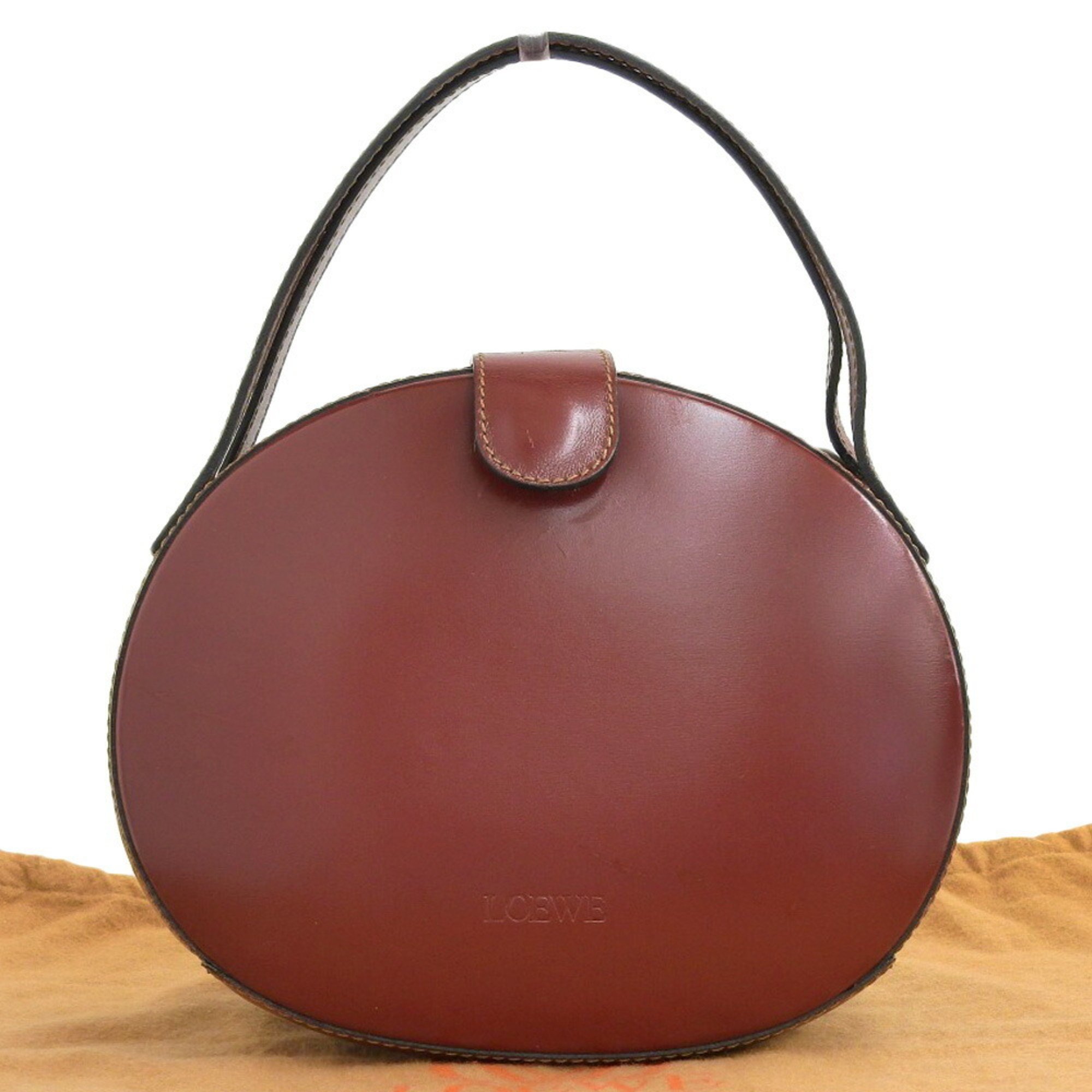 LOEWE Anagram Round Handbag Leather Bordeaux