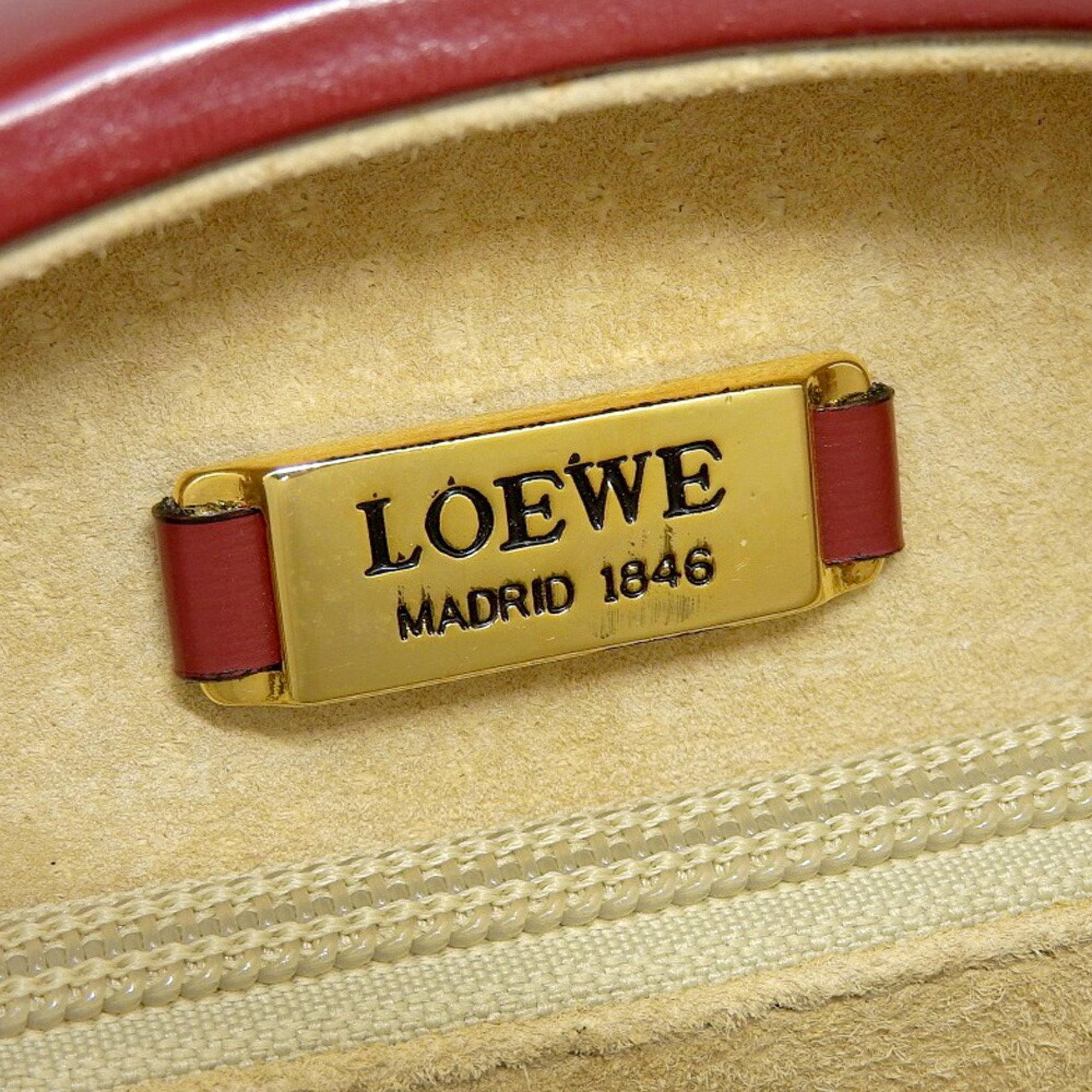 LOEWE Anagram Round Handbag Leather Bordeaux