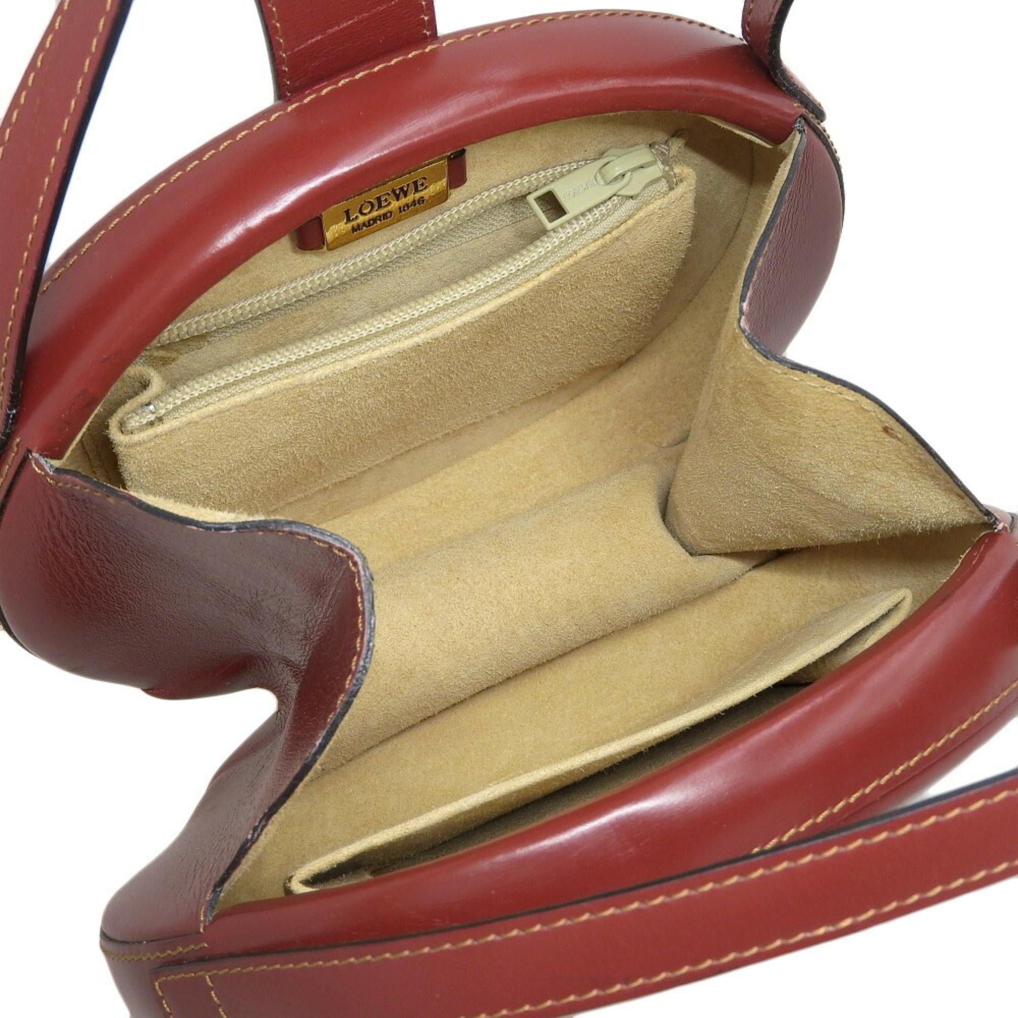 LOEWE Anagram Round Handbag Leather Bordeaux