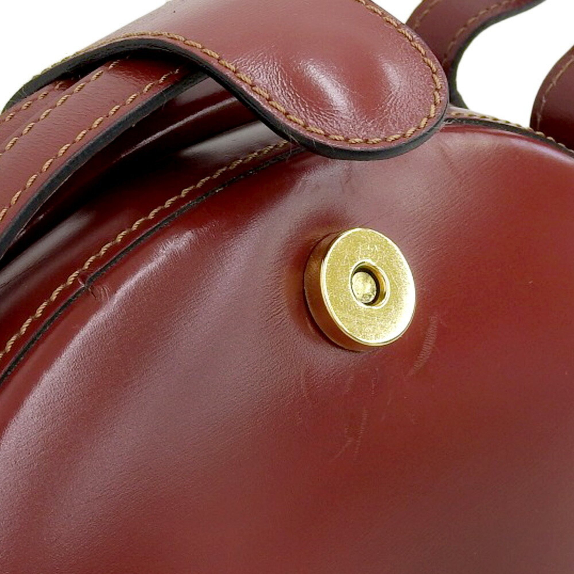 LOEWE Anagram Round Handbag Leather Bordeaux