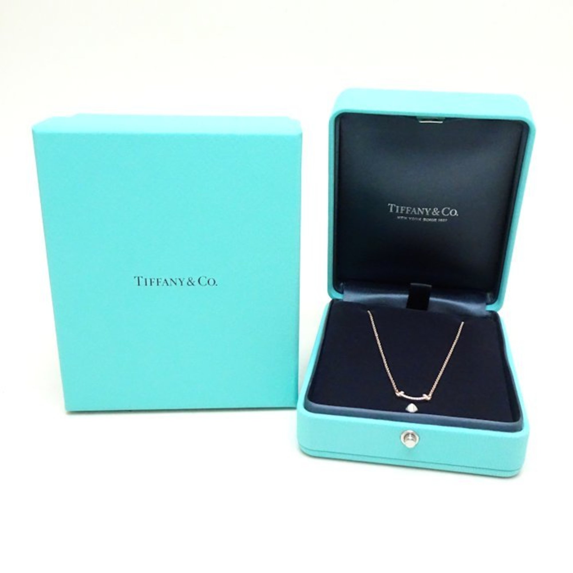 TIFFANY&Co. Tiffany T Smile Necklace Diamond 750PG Pink Gold K18RG Rose 292302