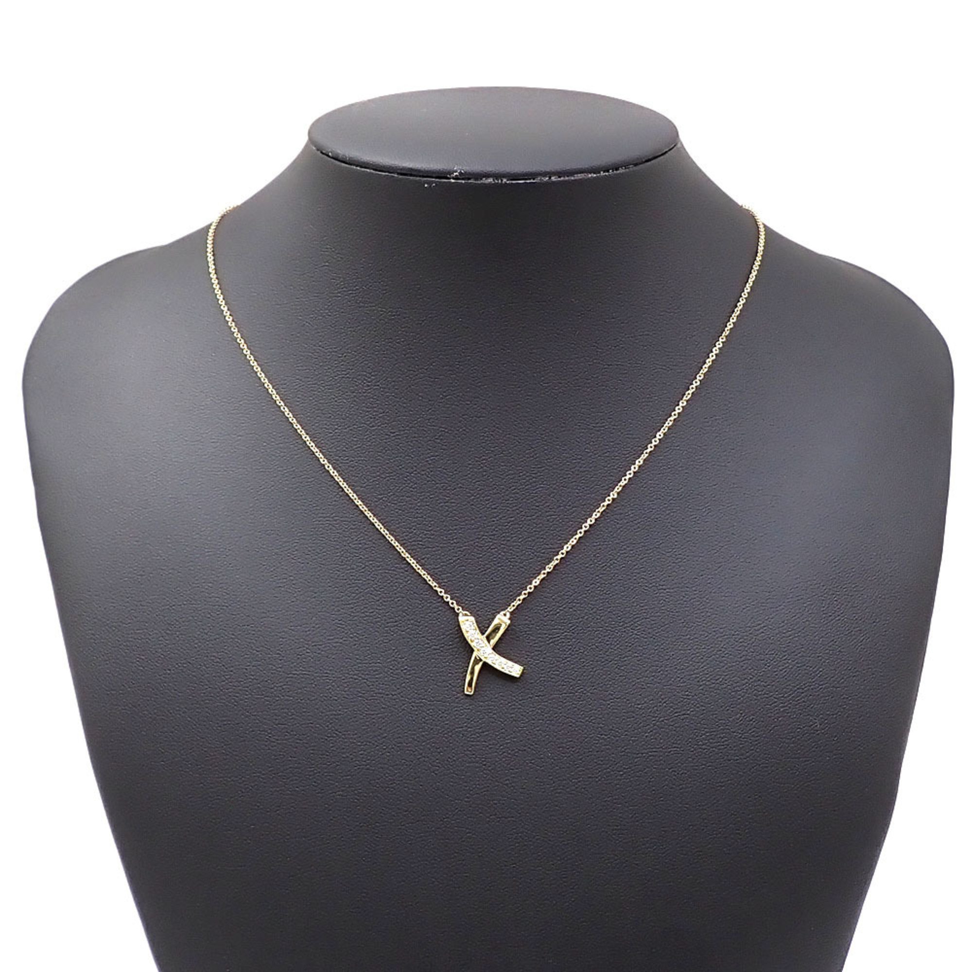 Tiffany Kiss Necklace for Women Diamond K18YG 3.0g 750 18K Yellow Gold