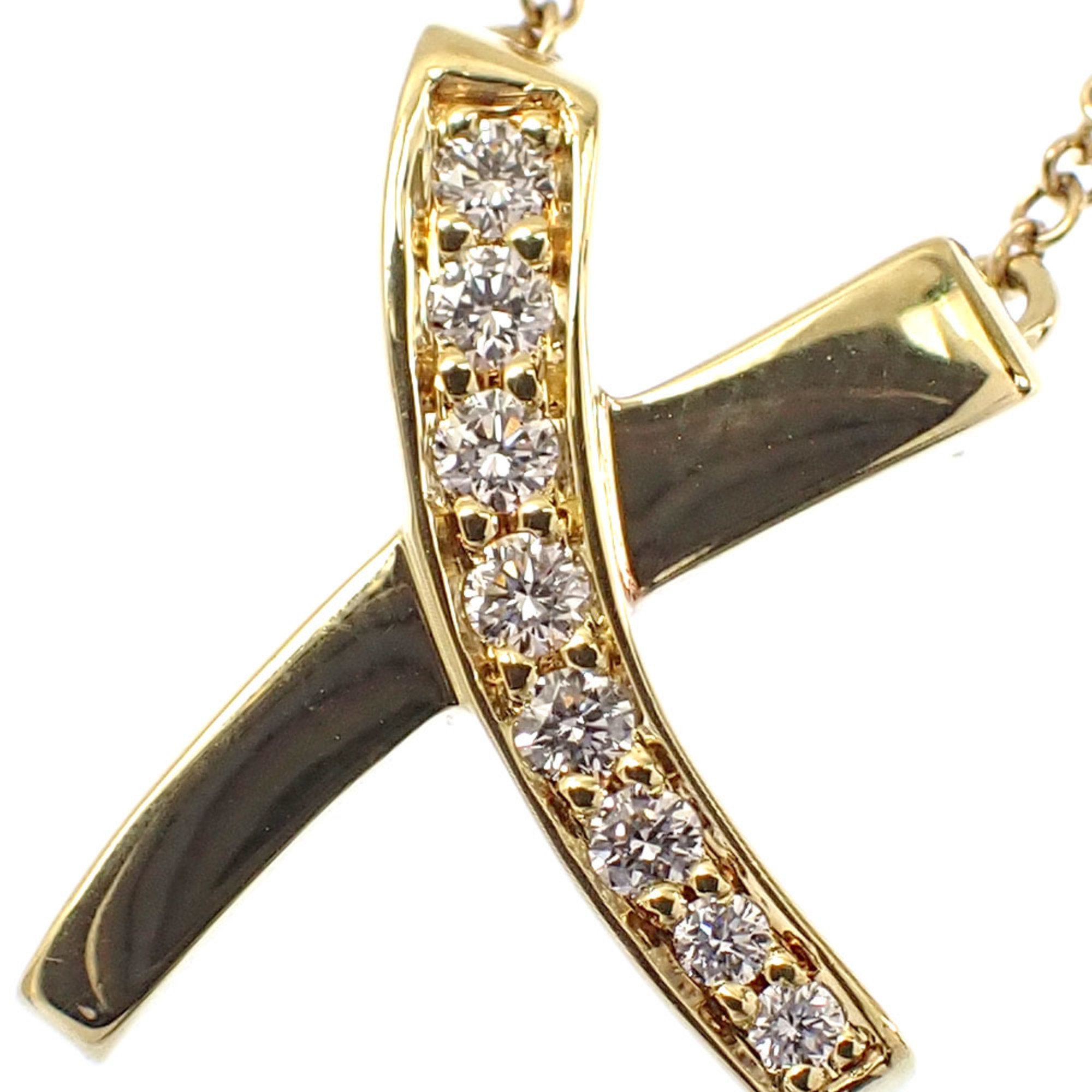 Tiffany Kiss Necklace for Women Diamond K18YG 3.0g 750 18K Yellow Gold