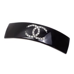 Chanel barrette for women, black, plastic, GP, hair clip, Coco mark, rhinestone