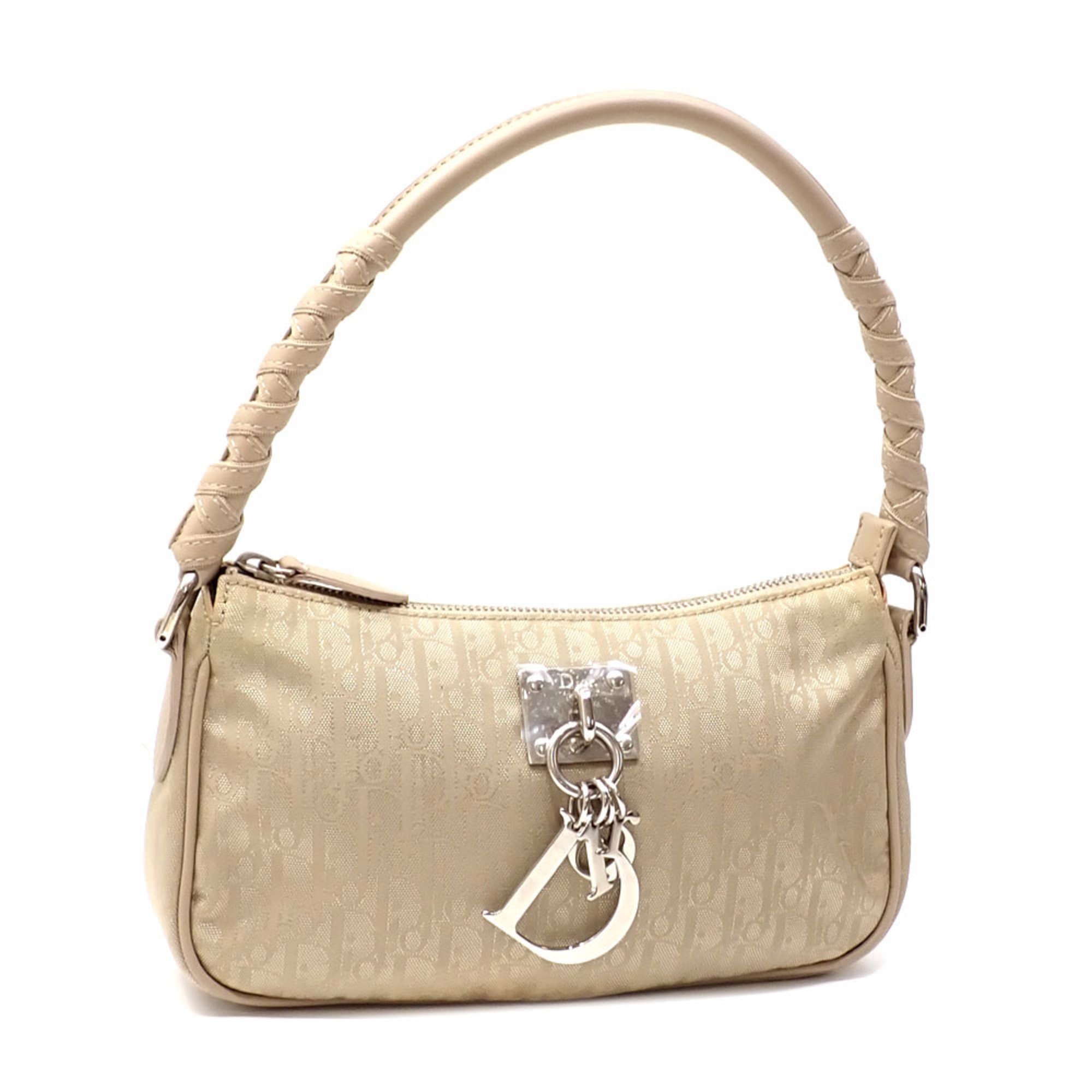 Christian Dior shoulder bag for women, beige nylon leather Trotter hand