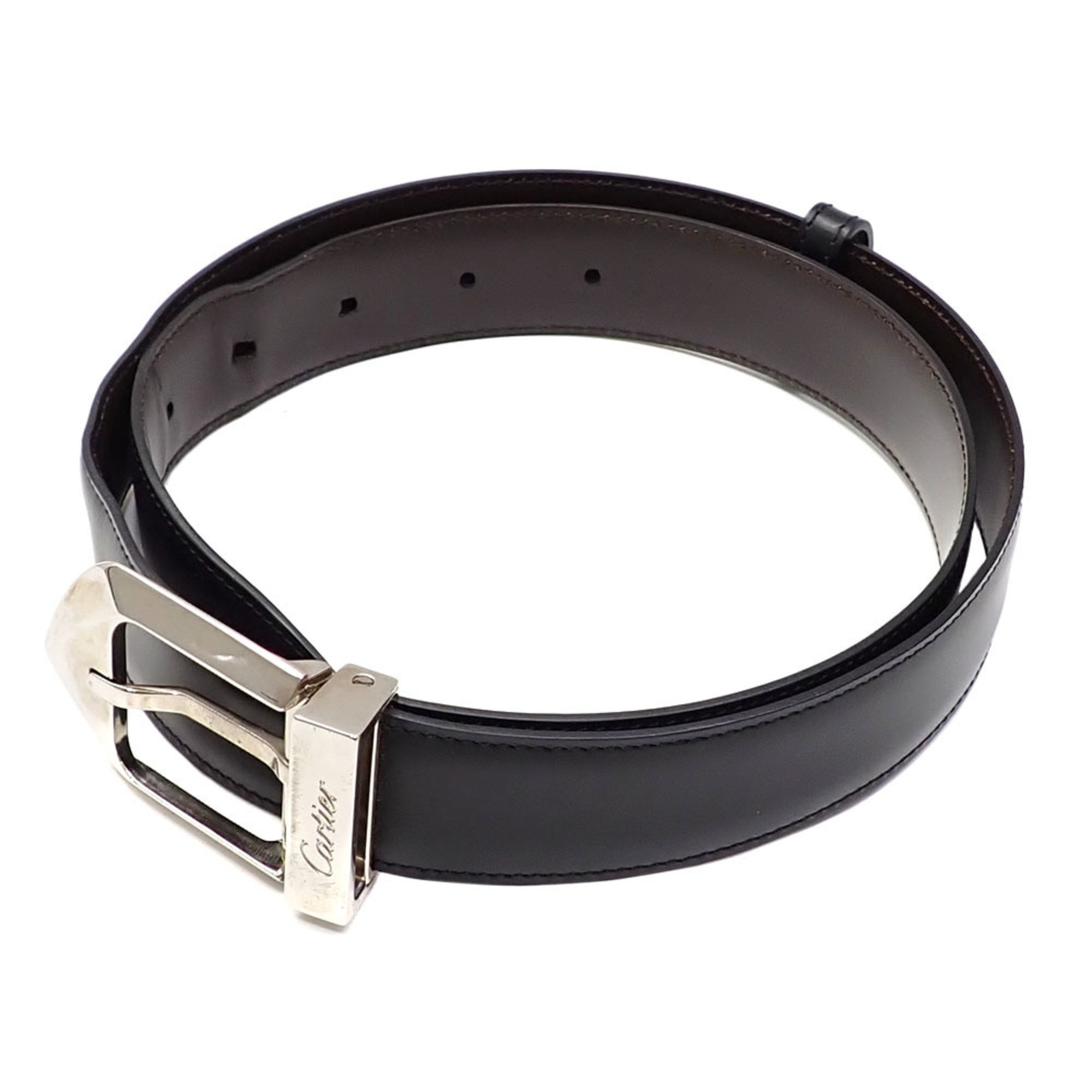 Cartier belt for men, leather, black and brown, L5000184, reversible