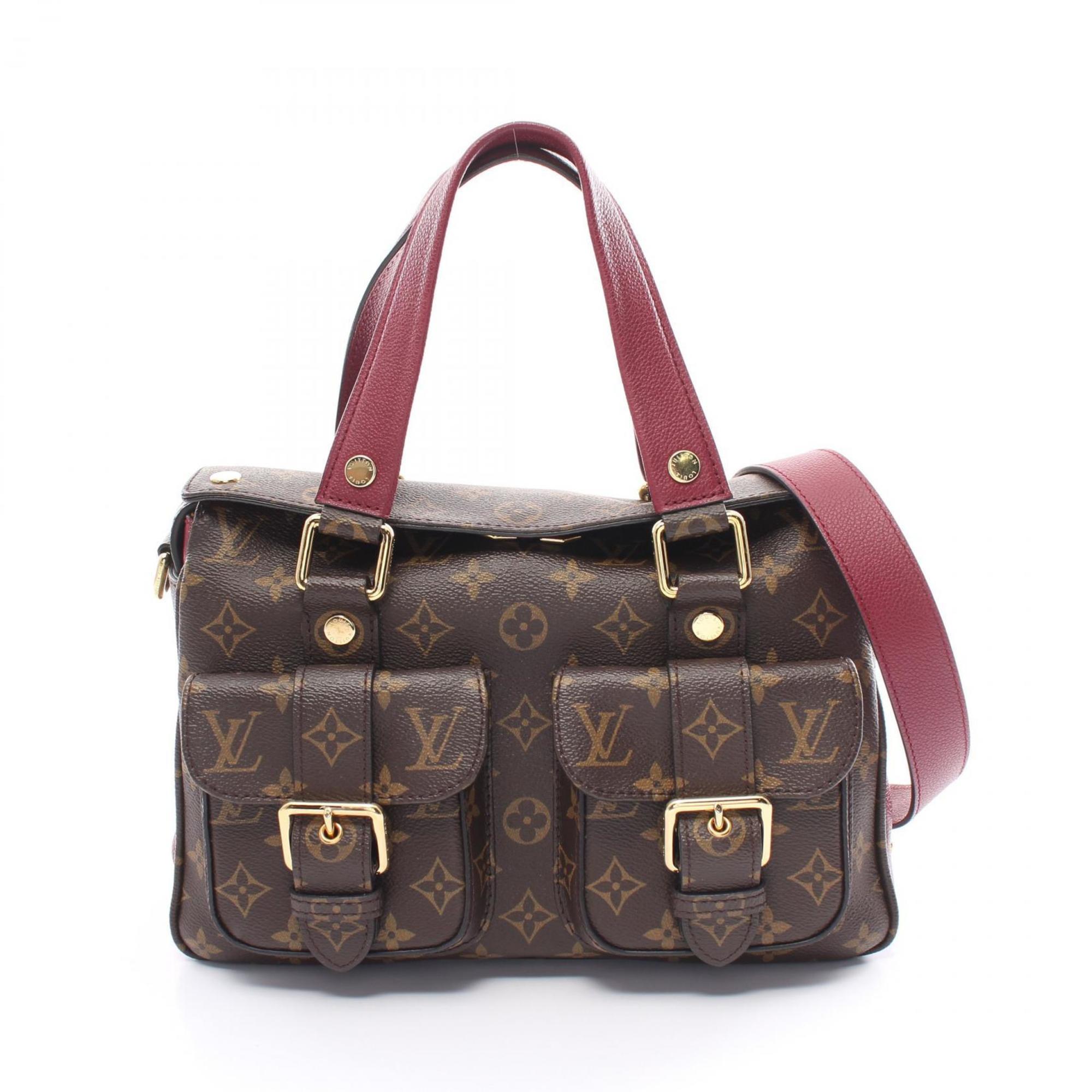 Louis Vuitton Manhattan Monogram Raisin Handbag Bag Coated Canvas Leather Women's Brown Bordeaux M43482