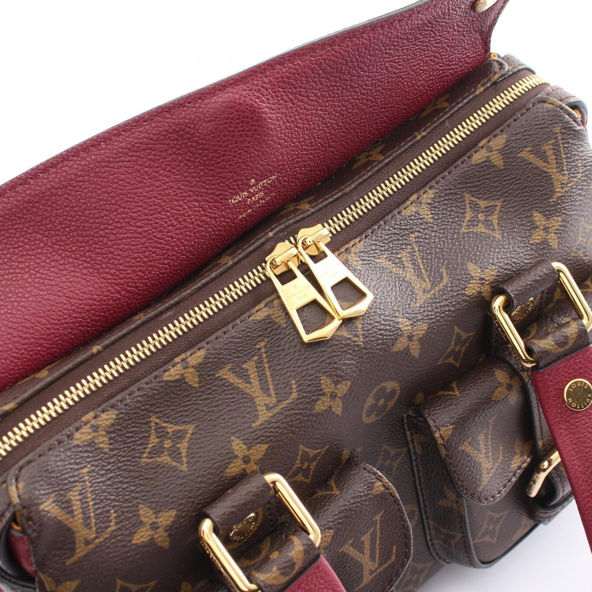 Louis Vuitton Manhattan Monogram Raisin Handbag Bag Coated Canvas Leather Women's Brown Bordeaux M43482