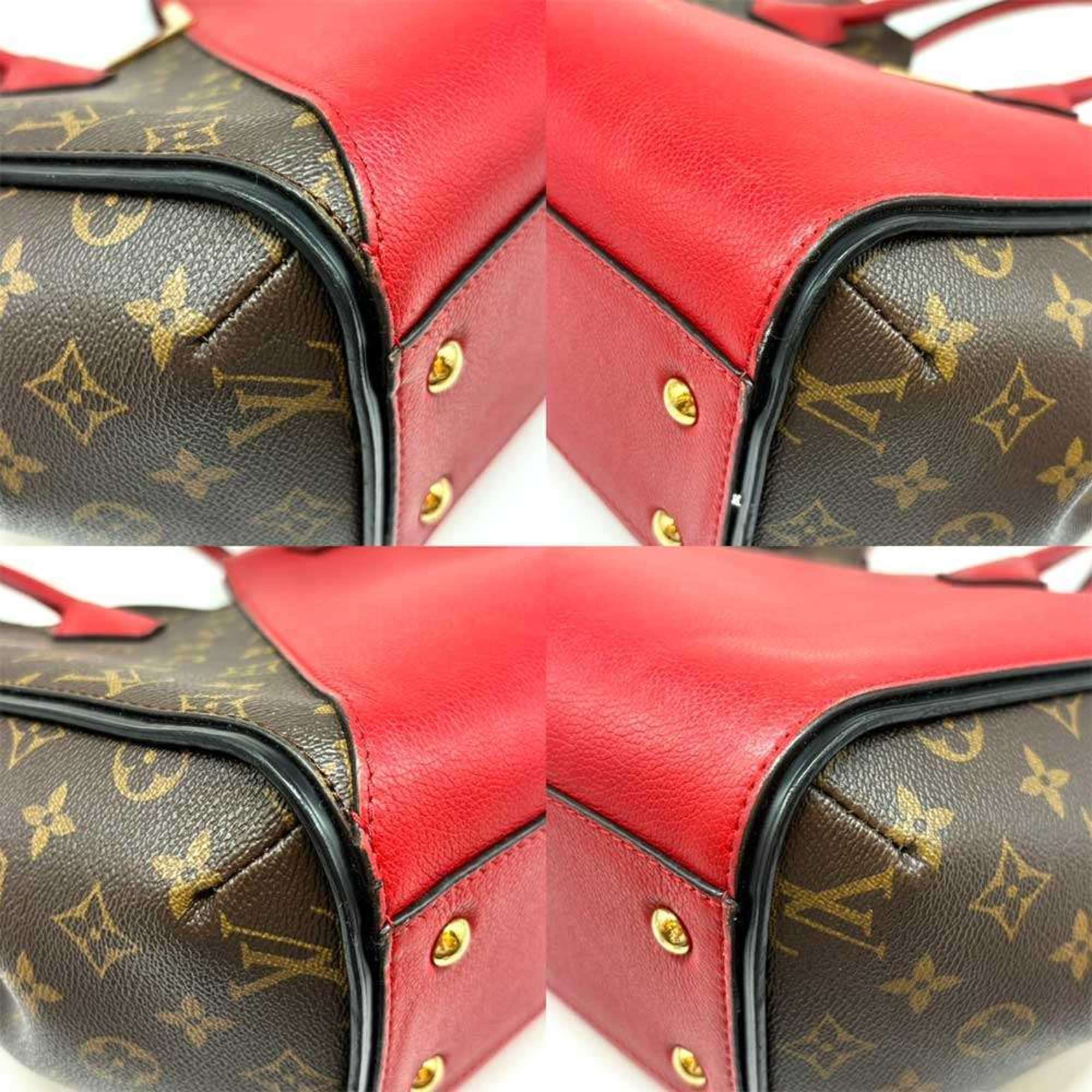 Louis Vuitton Kimono MM Monogram Brown x Red Tote Bag Leather Suede M40459 LOUIS VUITTON