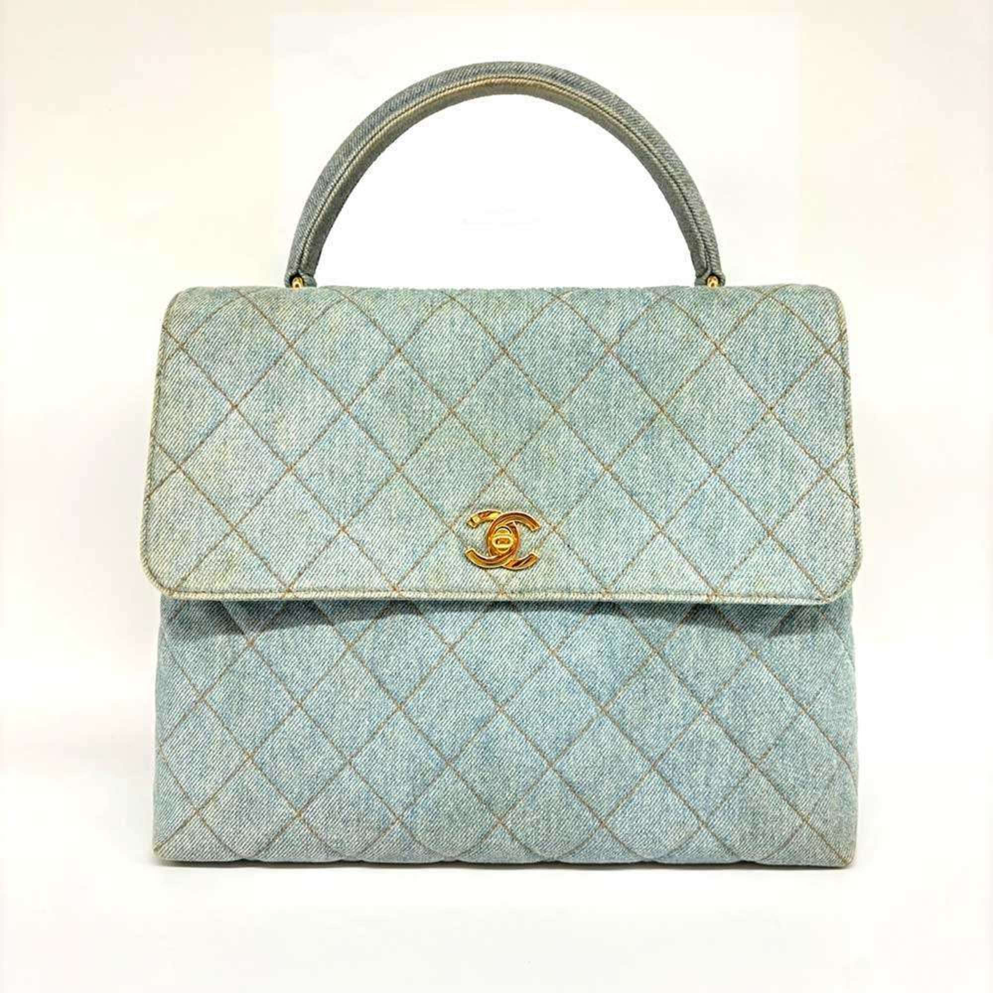 Chanel handbag denim stitching coco mark indigo blue CHANEL