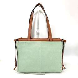 LOEWE Bag Cushion Tote Small Mint Green Light Horizontal Anagram Women's Canvas x Leather