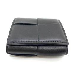 Bottega Veneta Maxi Intrecciato Leather Wallet/Coin Case Coin Purse Black BOTTEGA VENETA