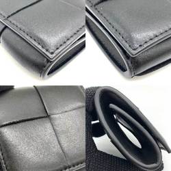 Bottega Veneta Maxi Intrecciato Leather Wallet/Coin Case Coin Purse Black BOTTEGA VENETA