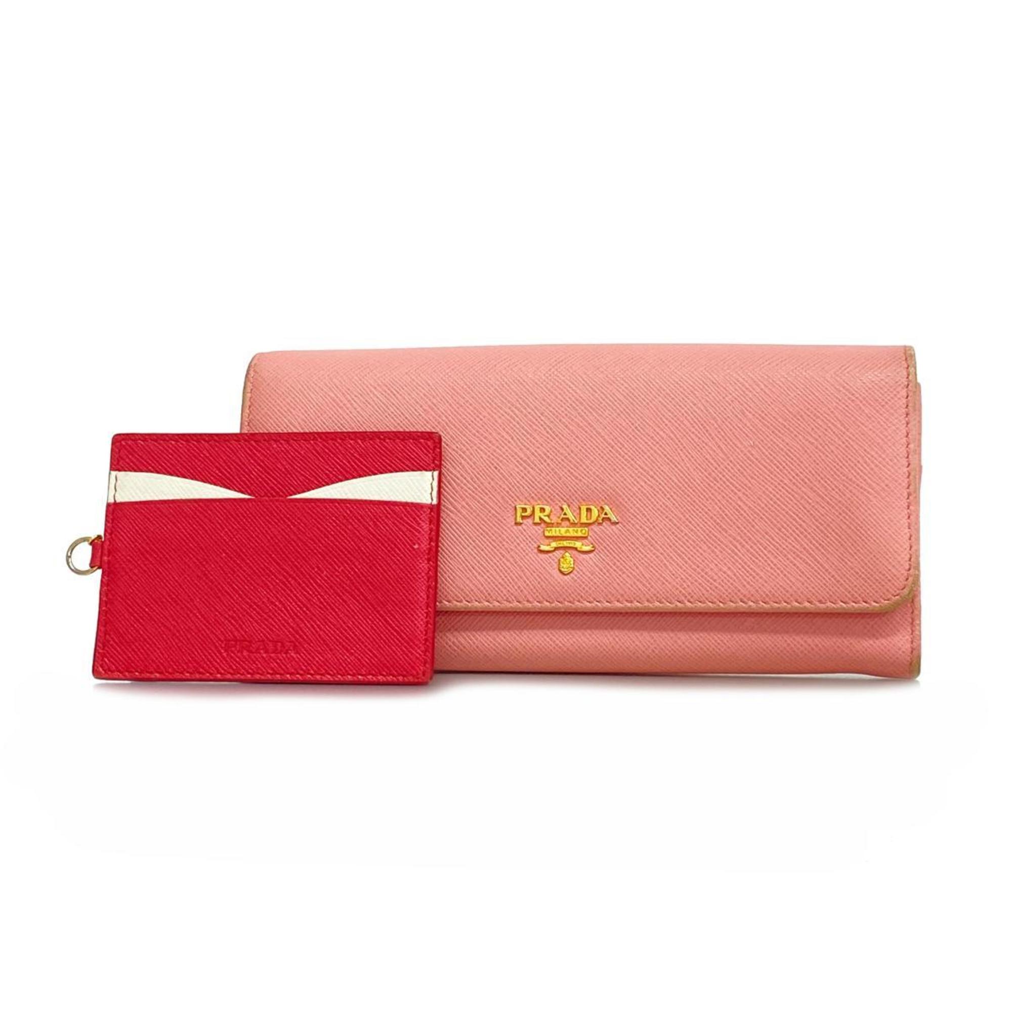 Prada long wallet in saffiano leather, pink, for women