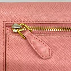 Prada long wallet in saffiano leather, pink, for women