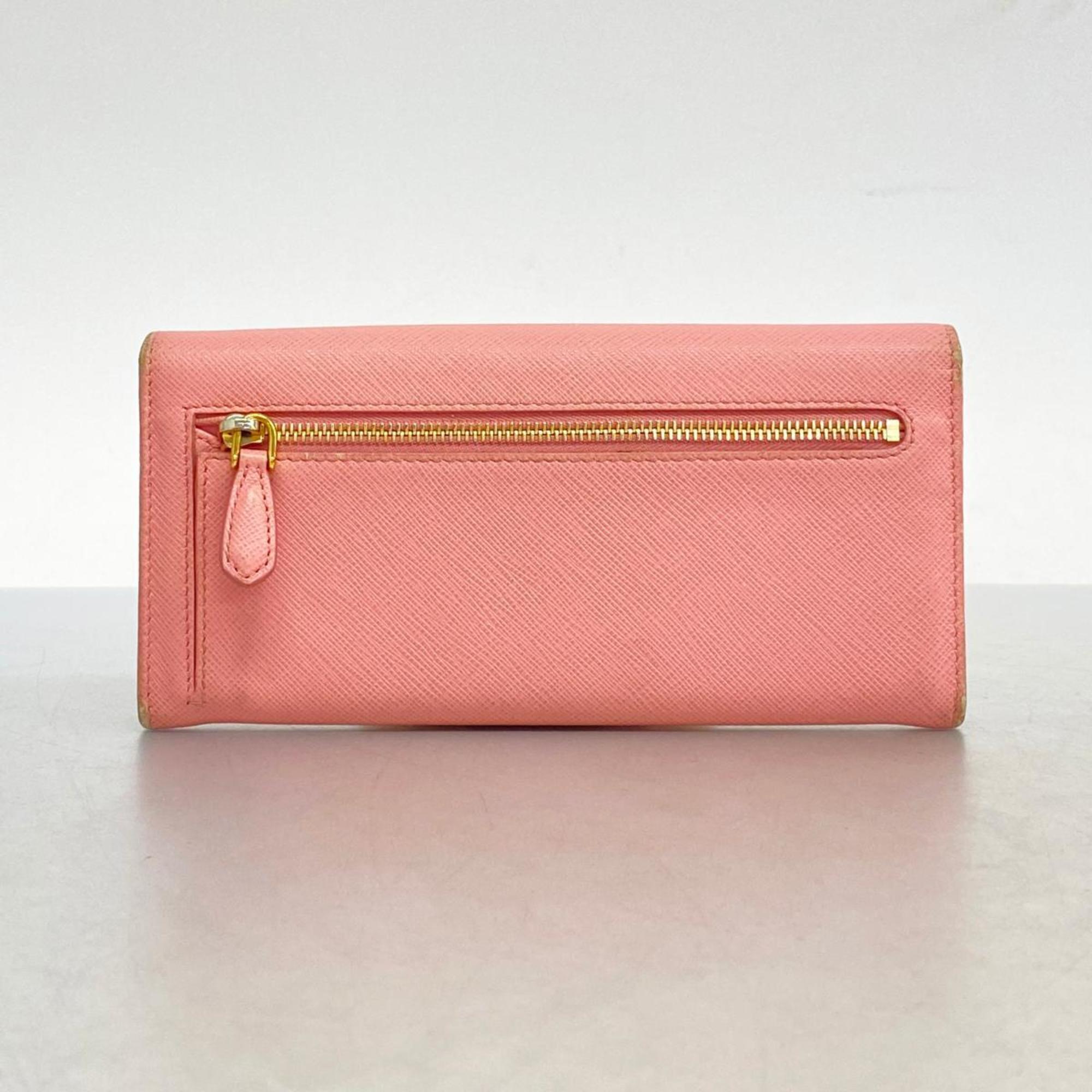 Prada long wallet in saffiano leather, pink, for women