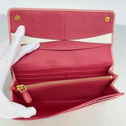 Prada long wallet in saffiano leather, pink, for women