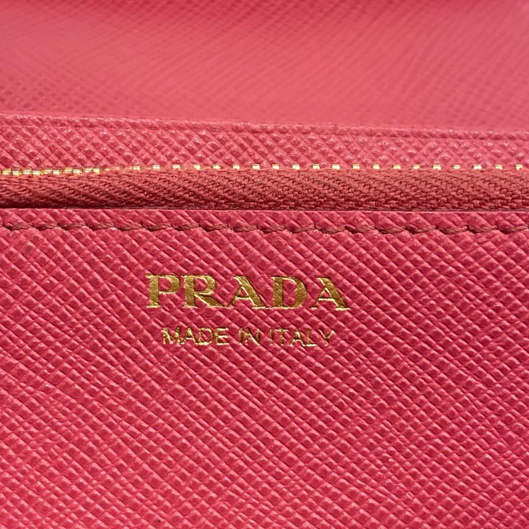 Prada long wallet in saffiano leather, pink, for women