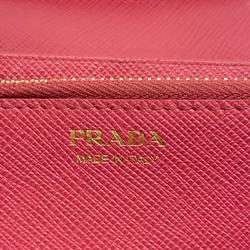 Prada long wallet in saffiano leather, pink, for women