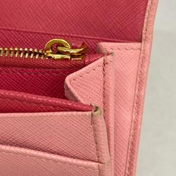 Prada long wallet in saffiano leather, pink, for women