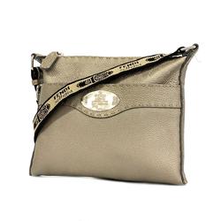 Fendi Shoulder Bag Selleria Leather Grey Women's