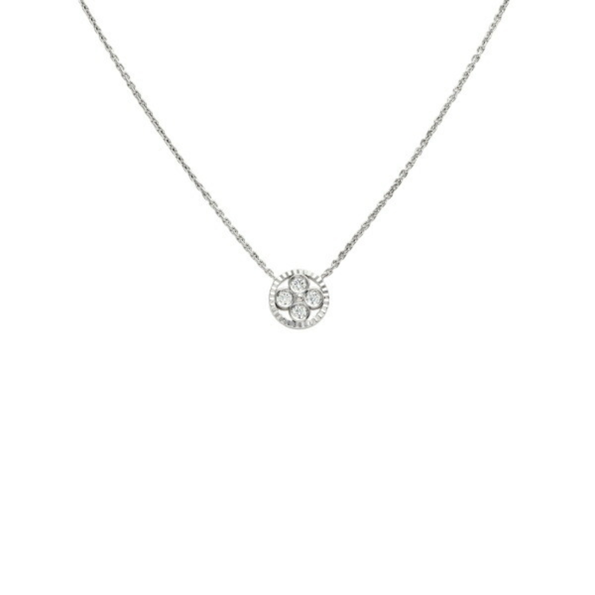 Louis Vuitton Pendantif Sun Blossom BB K18WG White Gold Necklace