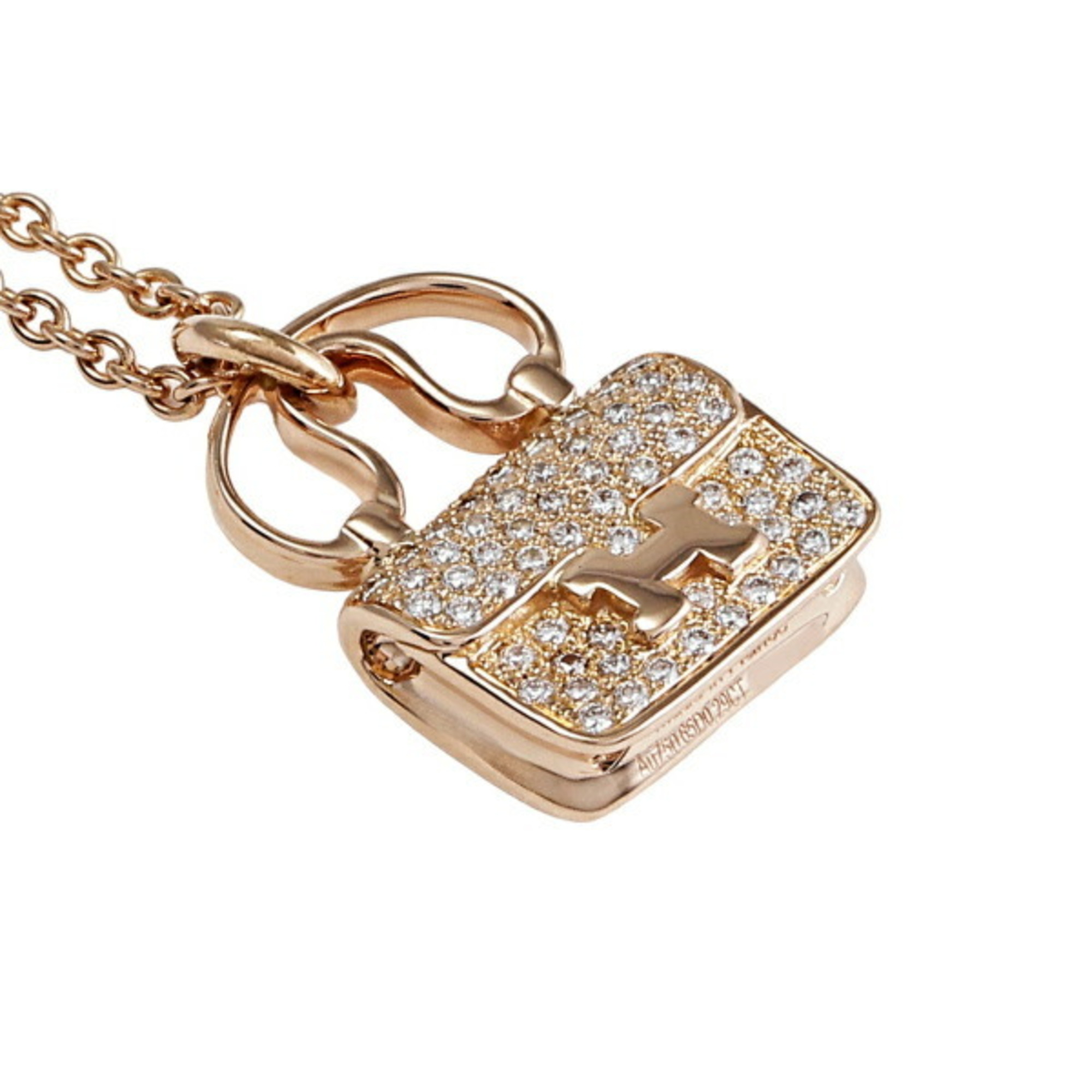 Hermes Amulet Constance K18PG Pink Gold Necklace