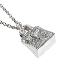 Hermes Amulet Birkin K18WG White Gold Necklace