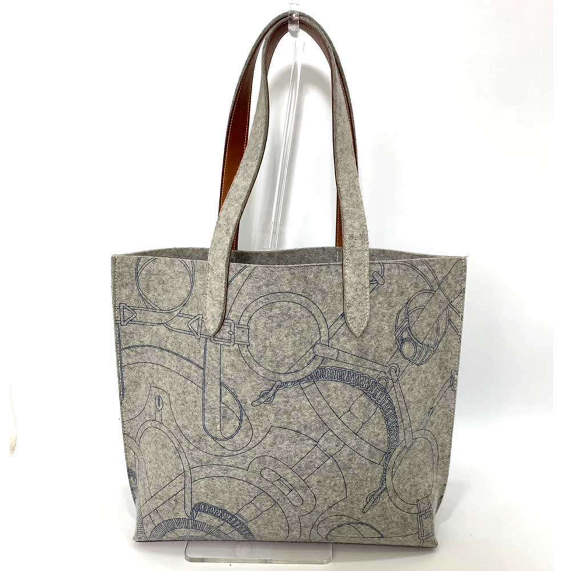 Hermes Bag Karimi MM Grey Tote for Women and Men, Felt x Leather, HERMES