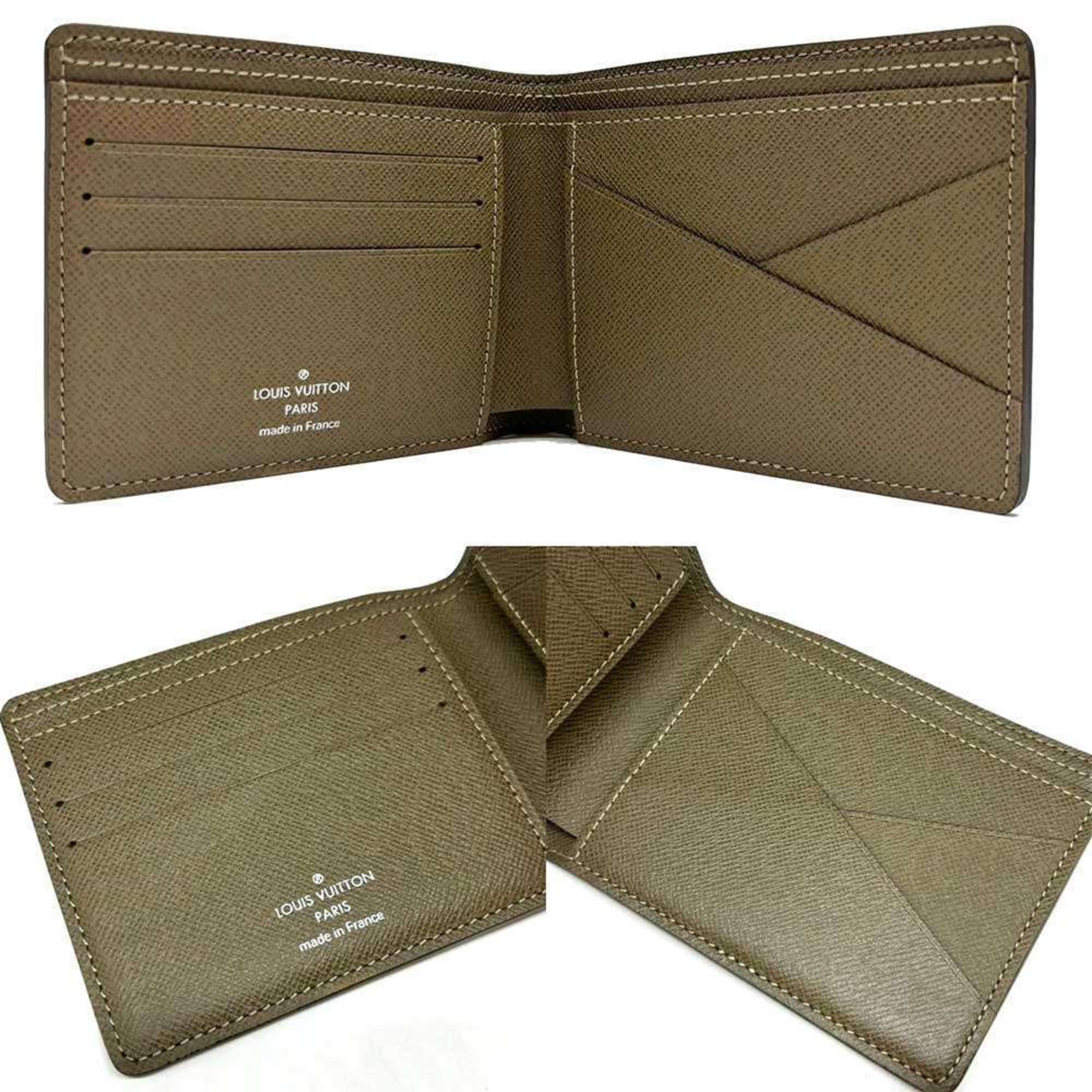 Louis Vuitton Portefeuille Multiple Bi-fold Wallet Leather Khaki M32810 LOUIS VUITTON