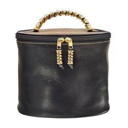 LOEWE Velazquez handbag for women, leather vanity, twisted hardware, black, brown