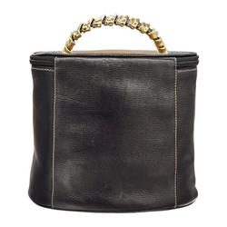 LOEWE Velazquez handbag for women, leather vanity, twisted hardware, black, brown