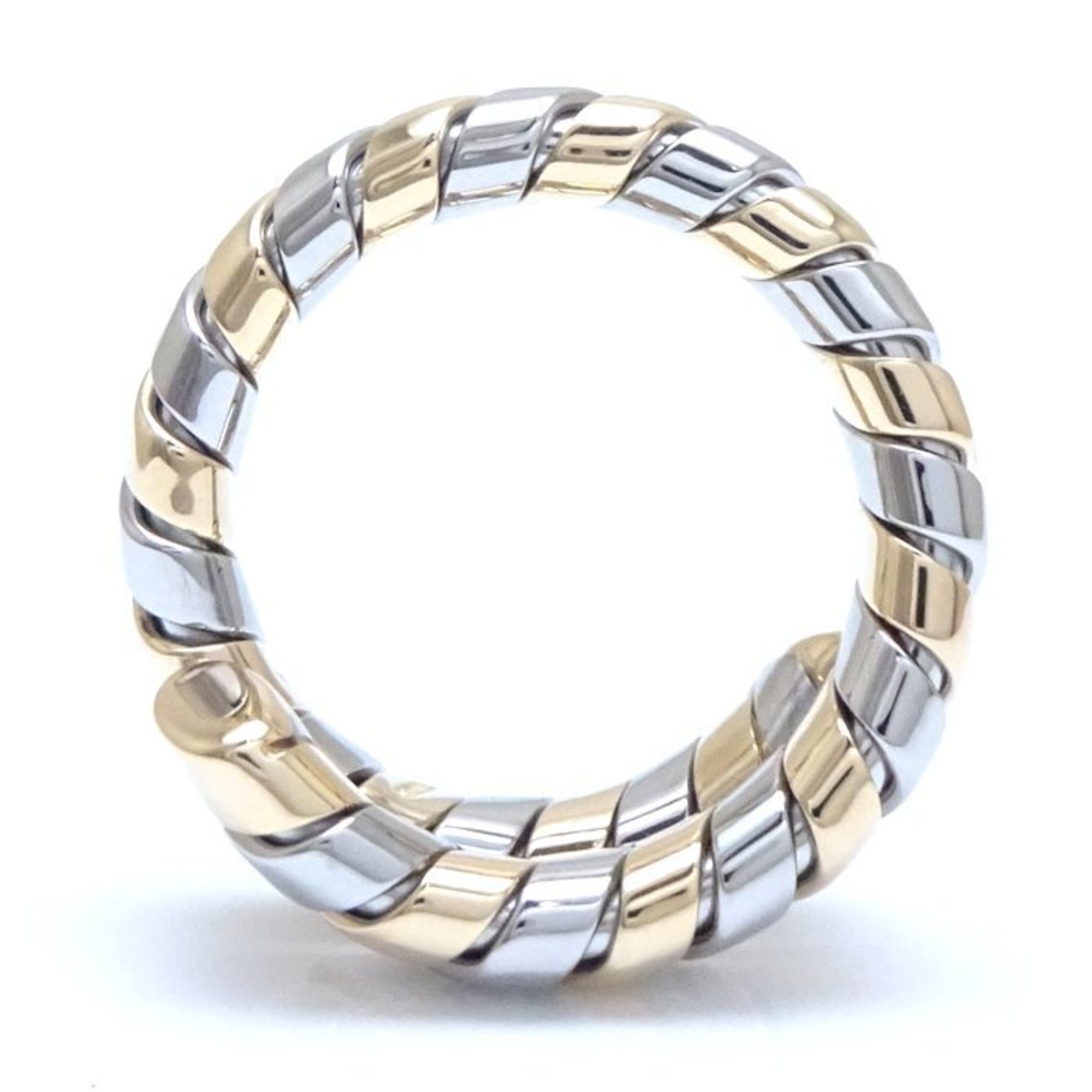 BVLGARI Tubogas Ring, 18K Yellow Gold x Stainless Steel, 292328