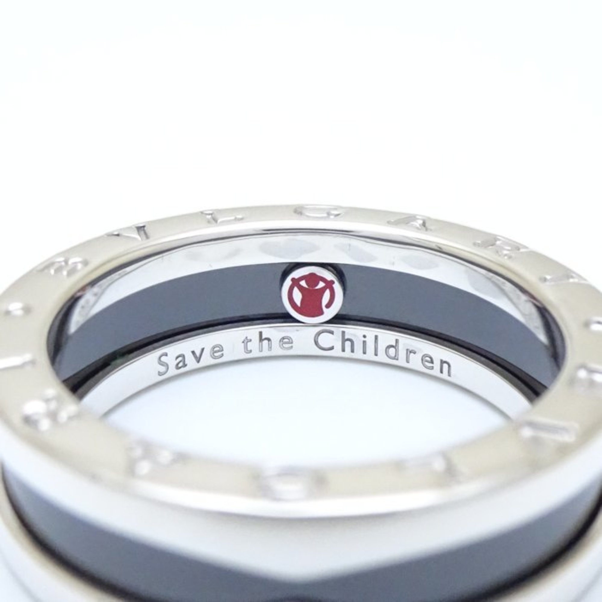 BVLGARI Save the Children B.zero1 Ring #57 1 Band XS Silver 925 x Black Ceramic 292329