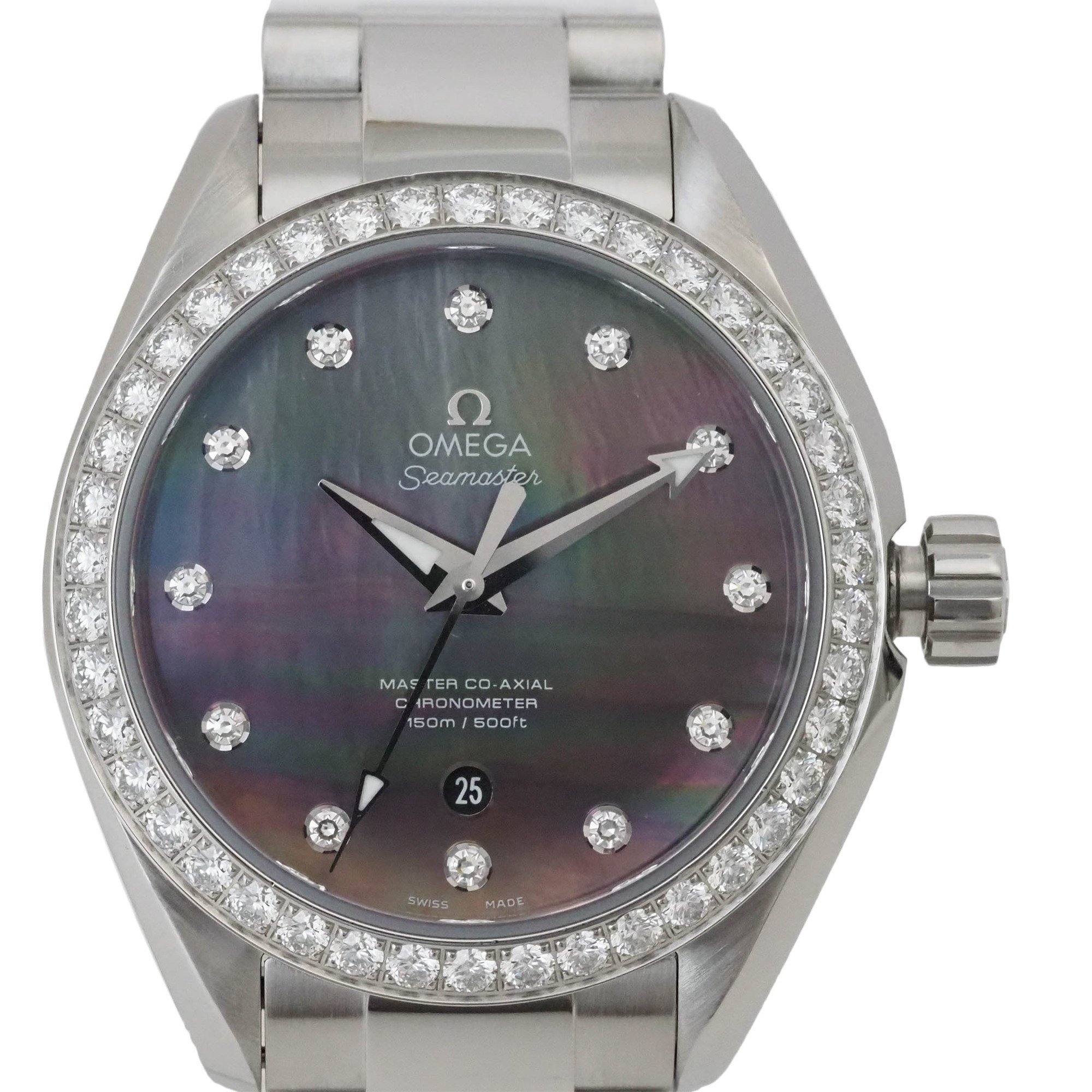 OMEGA Seamaster Aqua Terra 150M Diamond Watch 231.15.34.20.57.001 Ladies Grey Pearl 34mm