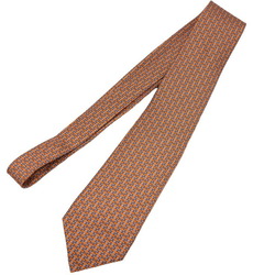 HERMES Hermes tie H 100% silk orange