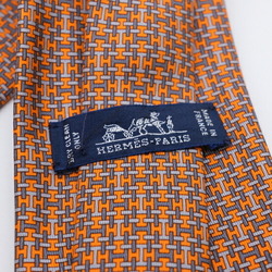 HERMES Hermes tie H 100% silk orange