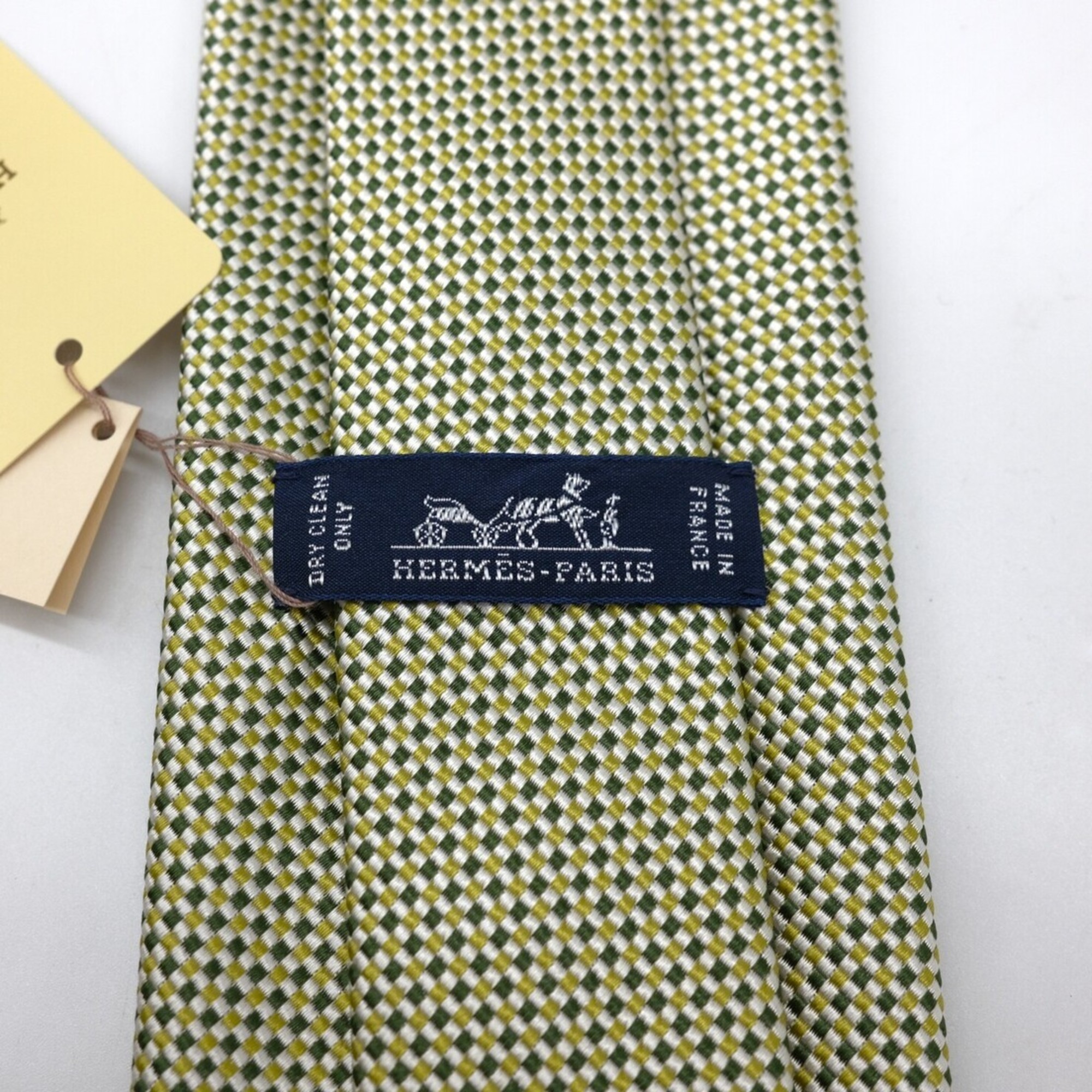 HERMES Hermes necktie 100% silk green