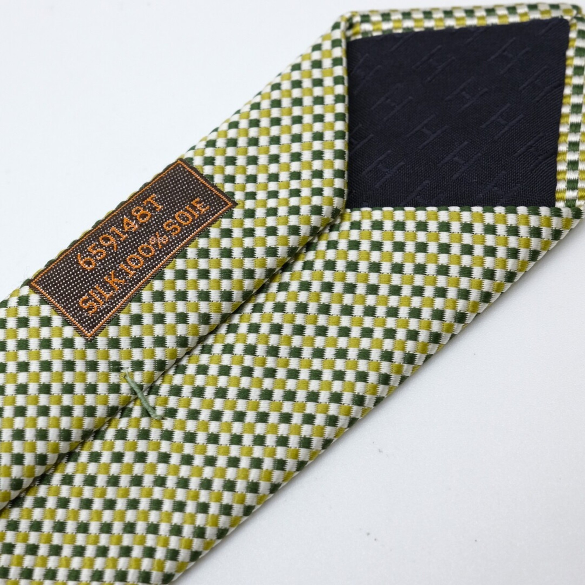 HERMES Hermes necktie 100% silk green