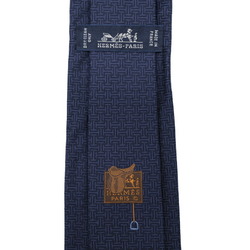 HERMES Hermes tie H 100% silk navy