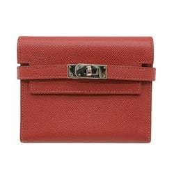 HERMES Kelly Wallet Compact Folding Epsom Leather Vermilion Red #□K