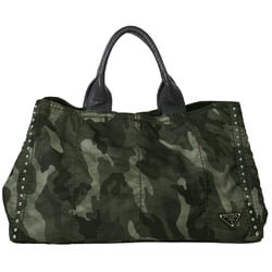 Prada Canapa Tote Side Studs Camouflage Bag Green BR4557 Men's Nylon PRADA