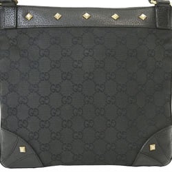 Gucci GG Canvas Studded Shoulder Bag Black 120893 Women's Leather Crossbody GUCCI