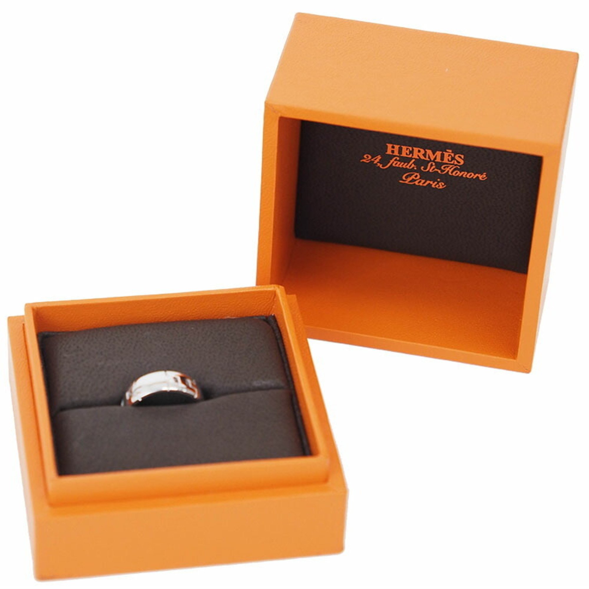 Hermes Hercules Ring 48 (size 8) White Gold K18WG Women's HERMES