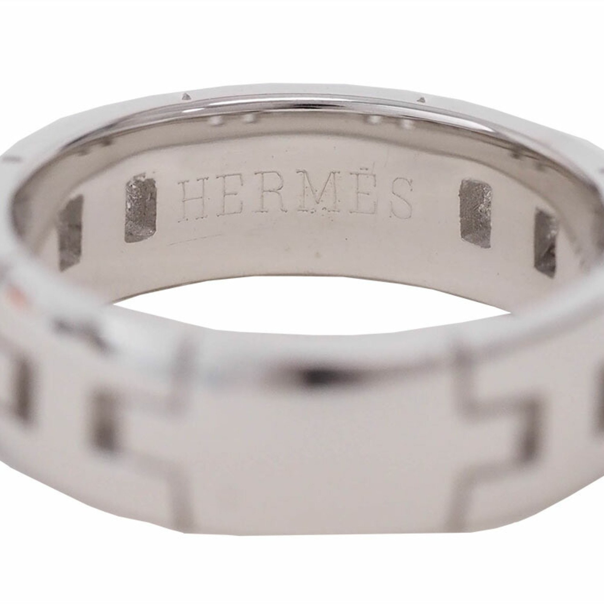 Hermes Hercules Ring 48 (size 8) White Gold K18WG Women's HERMES