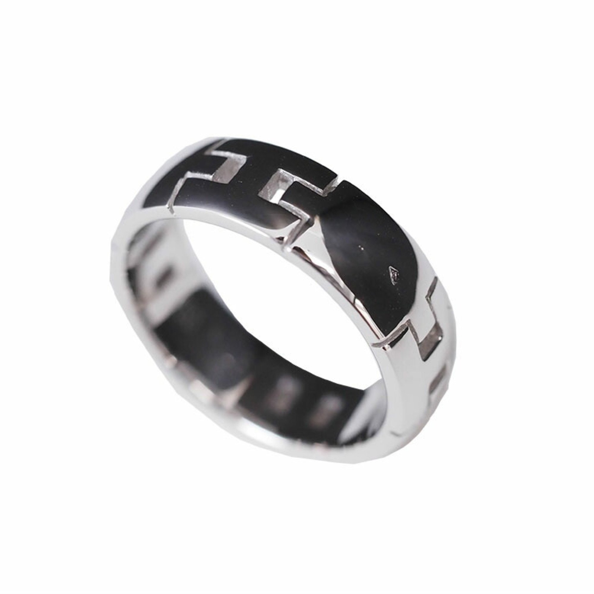 Hermes Hercules Ring 48 (size 8) White Gold K18WG Women's HERMES