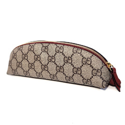 Gucci GG Supreme Pencil Case 662129 Beige Red Canvas S Cat