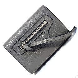 BALENCIAGA Tri-fold Wallet Compact 640107 Grey Leather Folding Women Men