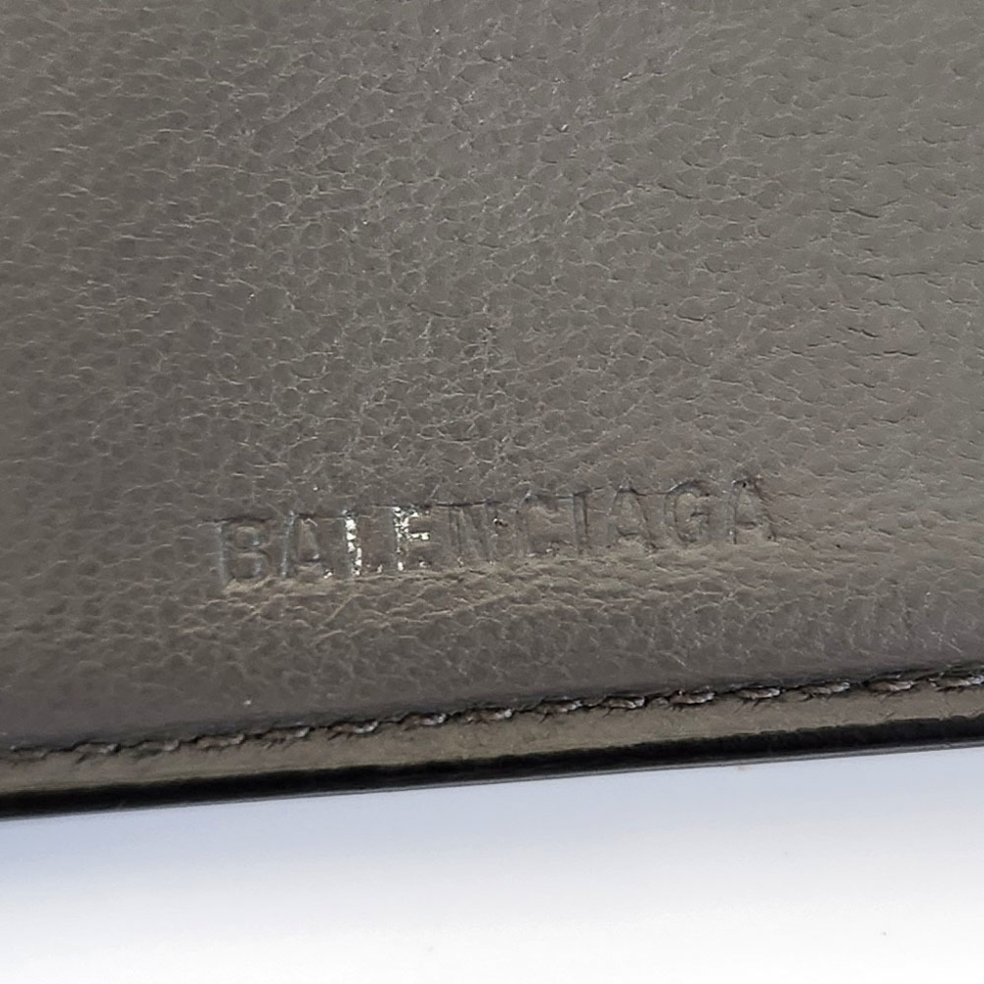 BALENCIAGA Tri-fold Wallet Compact 640107 Grey Leather Folding Women Men