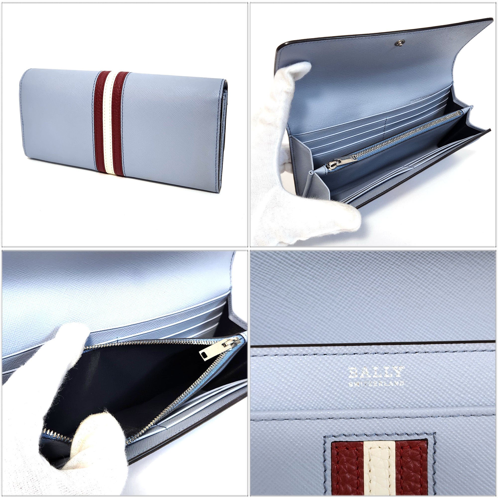 Bally Bi-fold Wallet - Light Blue Leather Long Women's